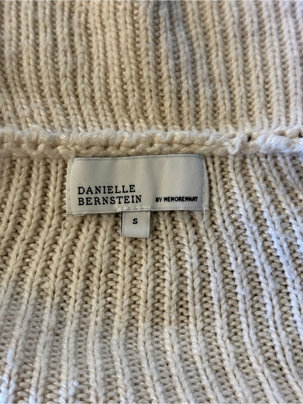 DANIELLE BERNSTEIN Cream Cropped Rib Knit Sweater - Picture 2 of 8